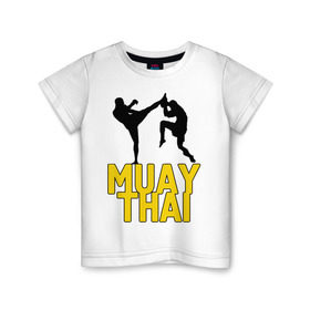 Детская футболка хлопок с принтом Муай тай (Muay Thai). в Новосибирске, 100% хлопок | круглый вырез горловины, полуприлегающий силуэт, длина до линии бедер | бойцы | бокс | боксеры | спортивные | тайский бокс