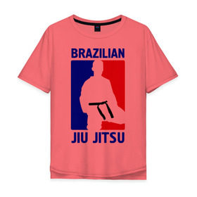 Мужская футболка хлопок Oversize с принтом Джиу-джитсу (Jiu jitsu) в Новосибирске, 100% хлопок | свободный крой, круглый ворот, “спинка” длиннее передней части | Тематика изображения на принте: brazilian | бой | джиу джитсу | карате | черный пояс