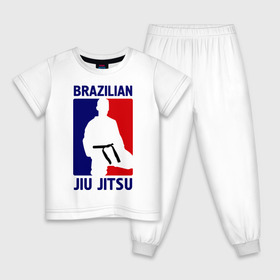 Детская пижама хлопок с принтом Джиу-джитсу (Jiu jitsu) в Новосибирске, 100% хлопок |  брюки и футболка прямого кроя, без карманов, на брюках мягкая резинка на поясе и по низу штанин
 | brazilian | бой | джиу джитсу | карате | черный пояс