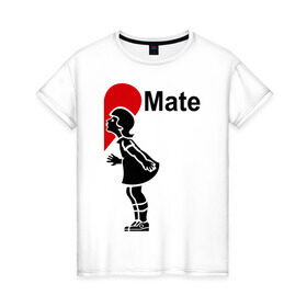 Женская футболка хлопок с принтом Soul Mate (родная душа). в Новосибирске, 100% хлопок | прямой крой, круглый вырез горловины, длина до линии бедер, слегка спущенное плечо | для влюбленных | для двоих | любовь | парные | половинка | сердечко | сердце