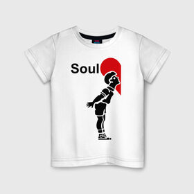 Детская футболка хлопок с принтом Soul Mate (родная душа). в Новосибирске, 100% хлопок | круглый вырез горловины, полуприлегающий силуэт, длина до линии бедер | для влюбленных | для двоих | любовь | парные | половинка | сердечко | сердце