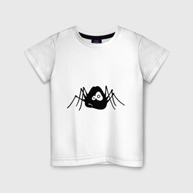 Детская футболка хлопок с принтом Паучек в Новосибирске, 100% хлопок | круглый вырез горловины, полуприлегающий силуэт, длина до линии бедер | грустный паук | паук | паучек | унылый паук