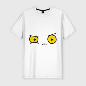Мужская футболка премиум с принтом Wtf глаза в Новосибирске, 92% хлопок, 8% лайкра | приталенный силуэт, круглый вырез ворота, длина до линии бедра, короткий рукав | wtf глаза | глаза | глазише | желтые глаза | злые глазки | недовольные глаза