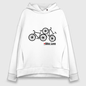 Женское худи Oversize хлопок с принтом Bike Love в Новосибирске, френч-терри — 70% хлопок, 30% полиэстер. Мягкий теплый начес внутри —100% хлопок | боковые карманы, эластичные манжеты и нижняя кромка, капюшон на магнитной кнопке | bike love | байкерам | велосипеды | для байкеров | для мотоциклистов | мотоциклистам