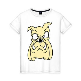 Женская футболка хлопок с принтом Злой пес в Новосибирске, 100% хлопок | прямой крой, круглый вырез горловины, длина до линии бедер, слегка спущенное плечо | бульдог | бультерьер | домашнее животное | животное | злой пес | пес | собака