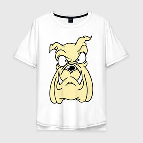 Мужская футболка хлопок Oversize с принтом Злой пес в Новосибирске, 100% хлопок | свободный крой, круглый ворот, “спинка” длиннее передней части | бульдог | бультерьер | домашнее животное | животное | злой пес | пес | собака