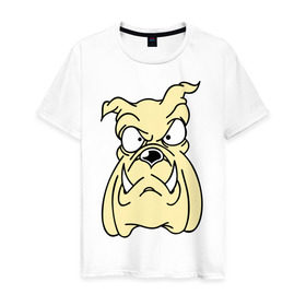 Мужская футболка хлопок с принтом Злой пес в Новосибирске, 100% хлопок | прямой крой, круглый вырез горловины, длина до линии бедер, слегка спущенное плечо. | бульдог | бультерьер | домашнее животное | животное | злой пес | пес | собака
