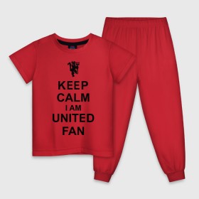 Детская пижама хлопок с принтом keep calm I am United fan в Новосибирске, 100% хлопок |  брюки и футболка прямого кроя, без карманов, на брюках мягкая резинка на поясе и по низу штанин
 | keep calm | keep calm i am united fan | manchester united | united | манчестер юнайтед | футбол