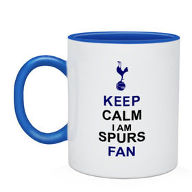 Кружка двухцветная с принтом Keep Calm, I am Spurs fan в Новосибирске, керамика | объем — 330 мл, диаметр — 80 мм. Цветная ручка и кайма сверху, в некоторых цветах — вся внутренняя часть | keep calm | keep calm i am spurs fan | spurs | tottenham | тоттенхэм | футбол | футбольный клуб | шпоры