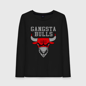 Женский лонгслив хлопок с принтом Gangsta bulls в Новосибирске, 100% хлопок |  | bshirts | bulls | cihago bulls | gangsta bulls | swag | sweg | бык | красный бык | сваг | свег | чикаго булс