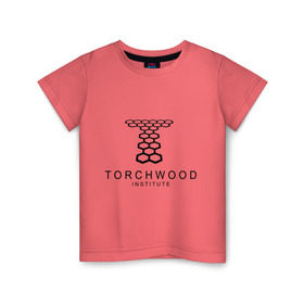 Детская футболка хлопок с принтом Torchwood Institute в Новосибирске, 100% хлопок | круглый вырез горловины, полуприлегающий силуэт, длина до линии бедер | Тематика изображения на принте: doctor | doctor who | torchwood | доктор | доктор кто | торчвуд