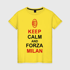 Женская футболка хлопок с принтом keep calm and Forza Milan в Новосибирске, 100% хлопок | прямой крой, круглый вырез горловины, длина до линии бедер, слегка спущенное плечо | болельщикам | матч | милан | спорт | фк | футбол | футбольный клуб