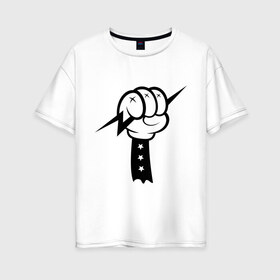 Женская футболка хлопок Oversize с принтом Volt Hand в Новосибирске, 100% хлопок | свободный крой, круглый ворот, спущенный рукав, длина до линии бедер
 | swag | вольт | мультик | сваг | свэг