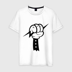 Мужская футболка хлопок с принтом Volt Hand в Новосибирске, 100% хлопок | прямой крой, круглый вырез горловины, длина до линии бедер, слегка спущенное плечо. | swag | вольт | мультик | сваг | свэг