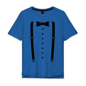 Мужская футболка хлопок Oversize с принтом Gentleman в Новосибирске, 100% хлопок | свободный крой, круглый ворот, “спинка” длиннее передней части | галстук | костюм | одежда | подтяжки | рубашка