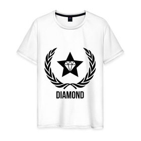 Мужская футболка хлопок с принтом Diamond Star в Новосибирске, 100% хлопок | прямой крой, круглый вырез горловины, длина до линии бедер, слегка спущенное плечо. | bshirts | swag | алмаз | бриллиант | драгоценности | камень | сваг | свэг