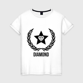 Женская футболка хлопок с принтом Diamond Star в Новосибирске, 100% хлопок | прямой крой, круглый вырез горловины, длина до линии бедер, слегка спущенное плечо | bshirts | swag | алмаз | бриллиант | драгоценности | камень | сваг | свэг