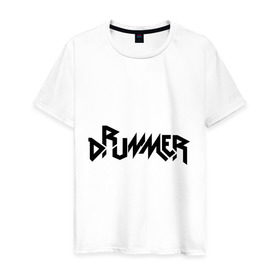 Мужская футболка хлопок с принтом Drummer в Новосибирске, 100% хлопок | прямой крой, круглый вырез горловины, длина до линии бедер, слегка спущенное плечо. | rock | барабанщик | музыка | музыкант | рок группа | ударные