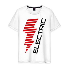 Мужская футболка хлопок с принтом Electric Line в Новосибирске, 100% хлопок | прямой крой, круглый вырез горловины, длина до линии бедер, слегка спущенное плечо. | club | dance | electronic | клуб | клубная музыка | клубняк | тусовка | электронная музыка