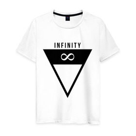 Мужская футболка хлопок с принтом Infinity Triangle в Новосибирске, 100% хлопок | прямой крой, круглый вырез горловины, длина до линии бедер, слегка спущенное плечо. | infinity | infinity triangle | swag | triangle | бесконечность | инфинити | свег | треугольник