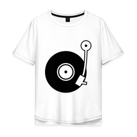 Мужская футболка хлопок Oversize с принтом Vinyl Mix в Новосибирске, 100% хлопок | свободный крой, круглый ворот, “спинка” длиннее передней части | dj | vinyl | винил | ди джей | диджей