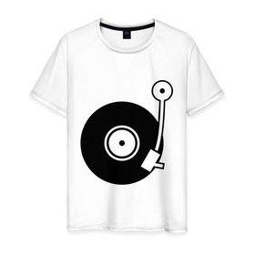 Мужская футболка хлопок с принтом Vinyl Mix в Новосибирске, 100% хлопок | прямой крой, круглый вырез горловины, длина до линии бедер, слегка спущенное плечо. | dj | vinyl | винил | ди джей | диджей