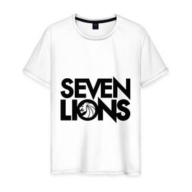 Мужская футболка хлопок с принтом 7 Lions в Новосибирске, 100% хлопок | прямой крой, круглый вырез горловины, длина до линии бедер, слегка спущенное плечо. | seven lions | лев | львы | семь | семь львов