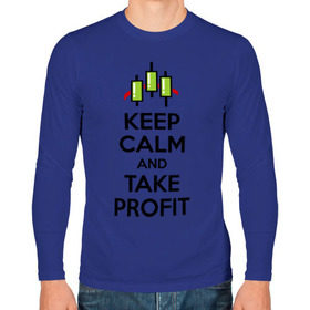 Мужской лонгслив хлопок с принтом Keep calm andTake profit. в Новосибирске, 100% хлопок |  | keep calm | take profit | делайте прибыль | прибыль | сохраняйте спокойствие