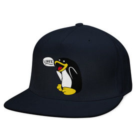 Кепка снепбек с прямым козырьком с принтом Пингвин: Linux в Новосибирске, хлопок 100% |  | пингвин