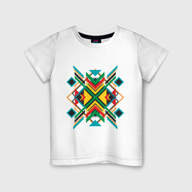 Детская футболка хлопок с принтом Triangles and squares в Новосибирске, 100% хлопок | круглый вырез горловины, полуприлегающий силуэт, длина до линии бедер | 