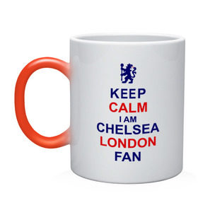 Кружка хамелеон с принтом keep calm I am Chelsea London fan в Новосибирске, керамика | меняет цвет при нагревании, емкость 330 мл | лондон
