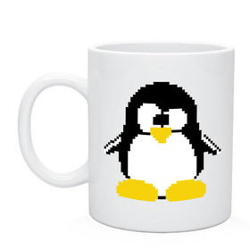 Кружка с принтом Битовый пингвин Linux в Новосибирске, керамика | объем — 330 мл, диаметр — 80 мм. Принт наносится на бока кружки, можно сделать два разных изображения | админам | компьютерные | линукс | операционная система | ос