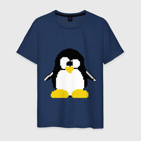 Мужская футболка хлопок с принтом Битовый пингвин Linux в Новосибирске, 100% хлопок | прямой крой, круглый вырез горловины, длина до линии бедер, слегка спущенное плечо. | админам | компьютерные | линукс | операционная система | ос