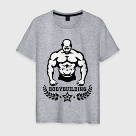 Мужская футболка хлопок с принтом Bodybuilding (Культуризм). в Новосибирске, 100% хлопок | прямой крой, круглый вырез горловины, длина до линии бедер, слегка спущенное плечо. | 