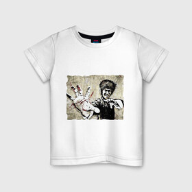Детская футболка хлопок с принтом Bruce Lee в Новосибирске, 100% хлопок | круглый вырез горловины, полуприлегающий силуэт, длина до линии бедер | Тематика изображения на принте: брюс ли