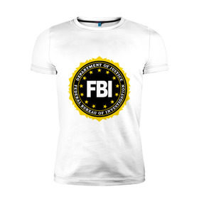 Мужская футболка премиум с принтом FBI в Новосибирске, 92% хлопок, 8% лайкра | приталенный силуэт, круглый вырез ворота, длина до линии бедра, короткий рукав | fbi | federal bureau of investigation | newtop | америка | спецслужбы | сша | фбр | федеральное бюро расследований