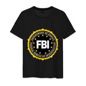 Мужская футболка хлопок с принтом FBI в Новосибирске, 100% хлопок | прямой крой, круглый вырез горловины, длина до линии бедер, слегка спущенное плечо. | fbi | federal bureau of investigation | newtop | америка | спецслужбы | сша | фбр | федеральное бюро расследований