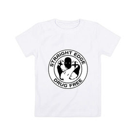 Детская футболка хлопок с принтом Streght edge (sXe) (3) в Новосибирске, 100% хлопок | круглый вырез горловины, полуприлегающий силуэт, длина до линии бедер | drug free | hardcore | streght edge | sxe | музыка