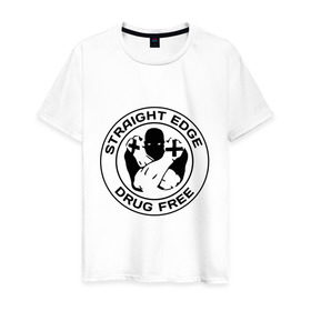 Мужская футболка хлопок с принтом Streght edge (sXe) (3) в Новосибирске, 100% хлопок | прямой крой, круглый вырез горловины, длина до линии бедер, слегка спущенное плечо. | Тематика изображения на принте: drug free | hardcore | streght edge | sxe | музыка