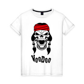 Женская футболка хлопок с принтом VooDoo в Новосибирске, 100% хлопок | прямой крой, круглый вырез горловины, длина до линии бедер, слегка спущенное плечо | пират