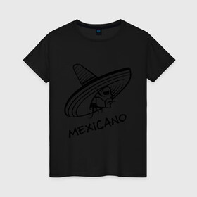 Женская футболка хлопок с принтом Mexicano в Новосибирске, 100% хлопок | прямой крой, круглый вырез горловины, длина до линии бедер, слегка спущенное плечо | mexicano | skull | мексиканец | череп