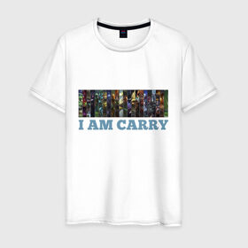 Мужская футболка хлопок с принтом I am carry в Новосибирске, 100% хлопок | прямой крой, круглый вырез горловины, длина до линии бедер, слегка спущенное плечо. | games | i am carry | league of legends | lol | лига легенд