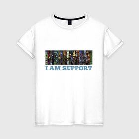 Женская футболка хлопок с принтом I am support в Новосибирске, 100% хлопок | прямой крой, круглый вырез горловины, длина до линии бедер, слегка спущенное плечо | 