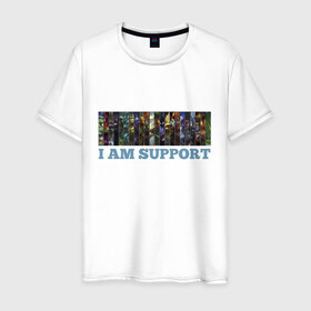 Мужская футболка хлопок с принтом I am support в Новосибирске, 100% хлопок | прямой крой, круглый вырез горловины, длина до линии бедер, слегка спущенное плечо. | 