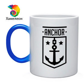 Кружка хамелеон с принтом Anchor Shield в Новосибирске, керамика | меняет цвет при нагревании, емкость 330 мл | anchor shield | анкор | море | морская тема | моряк | якорь | яхтклуб