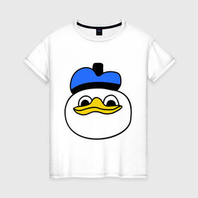 Женская футболка хлопок с принтом Утка мем в Новосибирске, 100% хлопок | прямой крой, круглый вырез горловины, длина до линии бедер, слегка спущенное плечо | bad | мем | утенок | утка