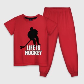 Детская пижама хлопок с принтом Life is hockey (Хоккей - это жизнь) в Новосибирске, 100% хлопок |  брюки и футболка прямого кроя, без карманов, на брюках мягкая резинка на поясе и по низу штанин
 | hockey | life is hockey | хоккеист | хоккей | хоккей   это жизнь