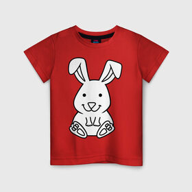 Детская футболка хлопок с принтом Милый зайчик в Новосибирске, 100% хлопок | круглый вырез горловины, полуприлегающий силуэт, длина до линии бедер | зайчик | заяц | звереныш | кролик | милый зайчик