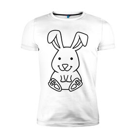 Мужская футболка премиум с принтом Милый зайчик в Новосибирске, 92% хлопок, 8% лайкра | приталенный силуэт, круглый вырез ворота, длина до линии бедра, короткий рукав | зайчик | заяц | звереныш | кролик | милый зайчик