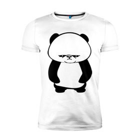 Мужская футболка премиум с принтом Серьезная панда. в Новосибирске, 92% хлопок, 8% лайкра | приталенный силуэт, круглый вырез ворота, длина до линии бедра, короткий рукав | панда